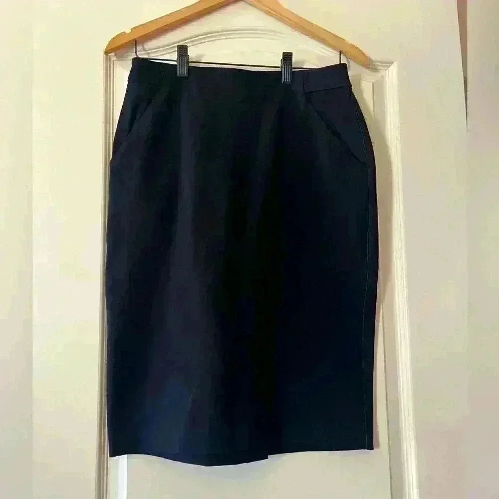 A New Day Black Skirt Knee Length with Slit, Polyester and Spandex Women’s 4
